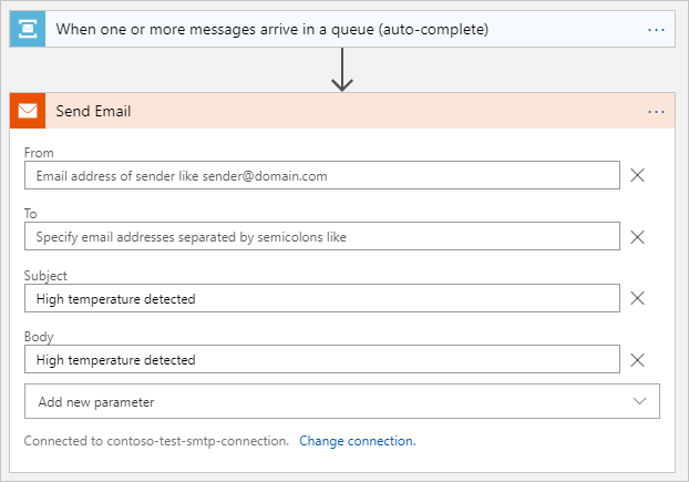 Provide details for SMTP connection email fields.