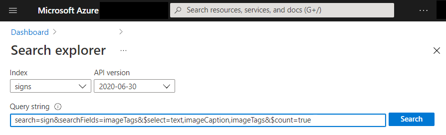 Query string in search explorer