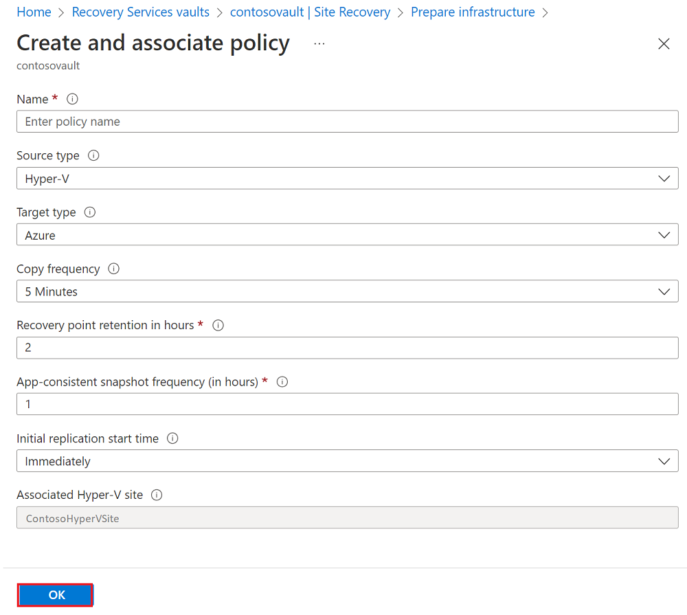 Screenshot: Bereich „Erstellen und Richtlinie zuordnen“ und entsprechende Optionen