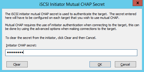 iSCSI initiator mutual CHAP secret