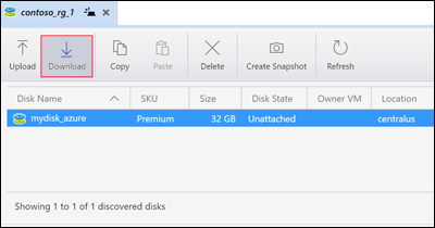 Screenshot: Azure Storage-Explorer mit hervorgehobener Schaltfläche „Herunterladen“.