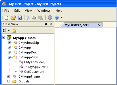 MyApp as rendered by CMFCVisualManagerOfficeXP.