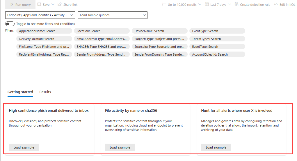 Screenshot: Erste Schritte im Abfrage-Generator für den geführten Modus: Exemplarische Vorgehensweisen für Abfragen