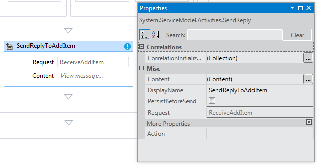 Setting the SendReply activity properties