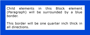 Screenshot: Blau, 1/4-Zoll-Rahmen um Block