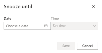 Screenshot der Auswahl eines Schlummerdatums und einer Schlummerzeit.
