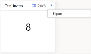 Screenshot, der den Befehl Exportieren in einer statistischen Kachel zeigt.