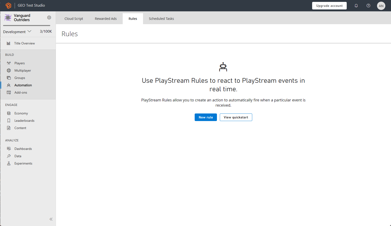 Game Manager – PlayStream – Ereignisaktionen