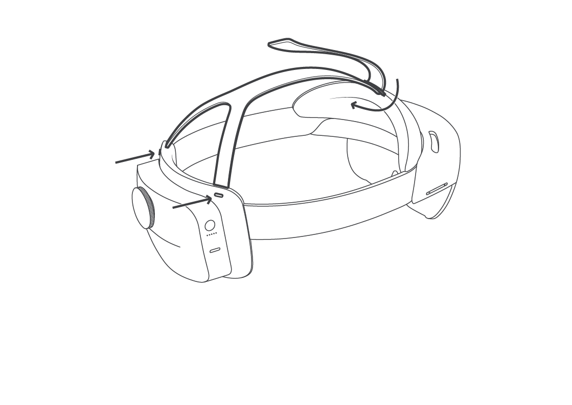 Befestigen oder Entfernen des HoloLens 2-Kopfgurts.