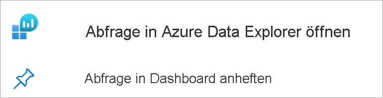 Screenshot of the links that can open the query in Azure Data Explorer or pin the query in dashboard.