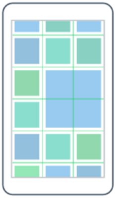 Illustration showing an example grid with rows and columns of boxes, with one box spanning multiple rows and columns.