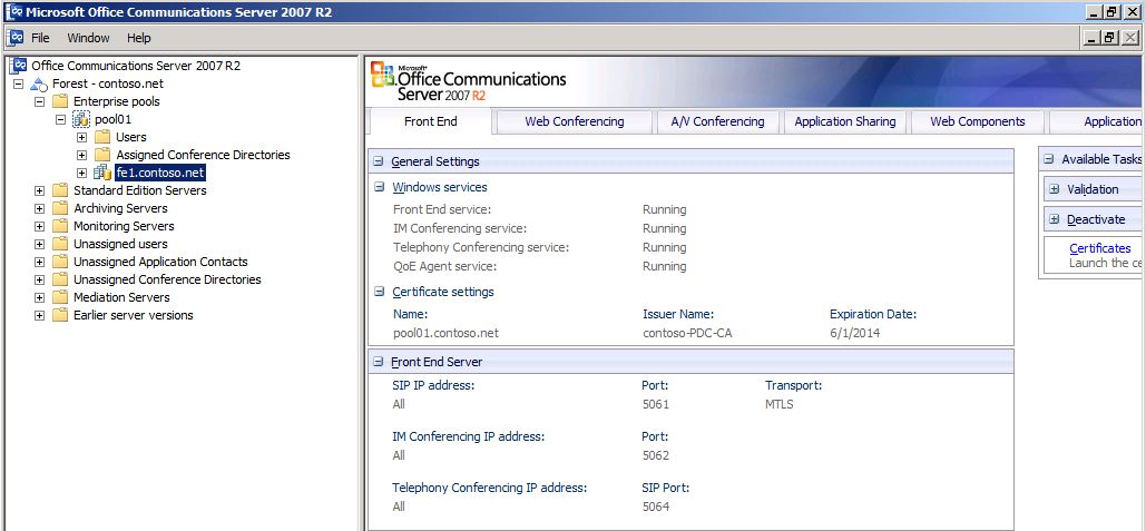 Office Communications Server 2007 R2 Admin Console