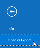 Befehl "Exportieren öffnen&" in Outlook 2016