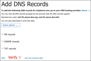 Abbildung of_Office 365 E5 hier können Sie Ihre DNS-Einträge hinzufügen.