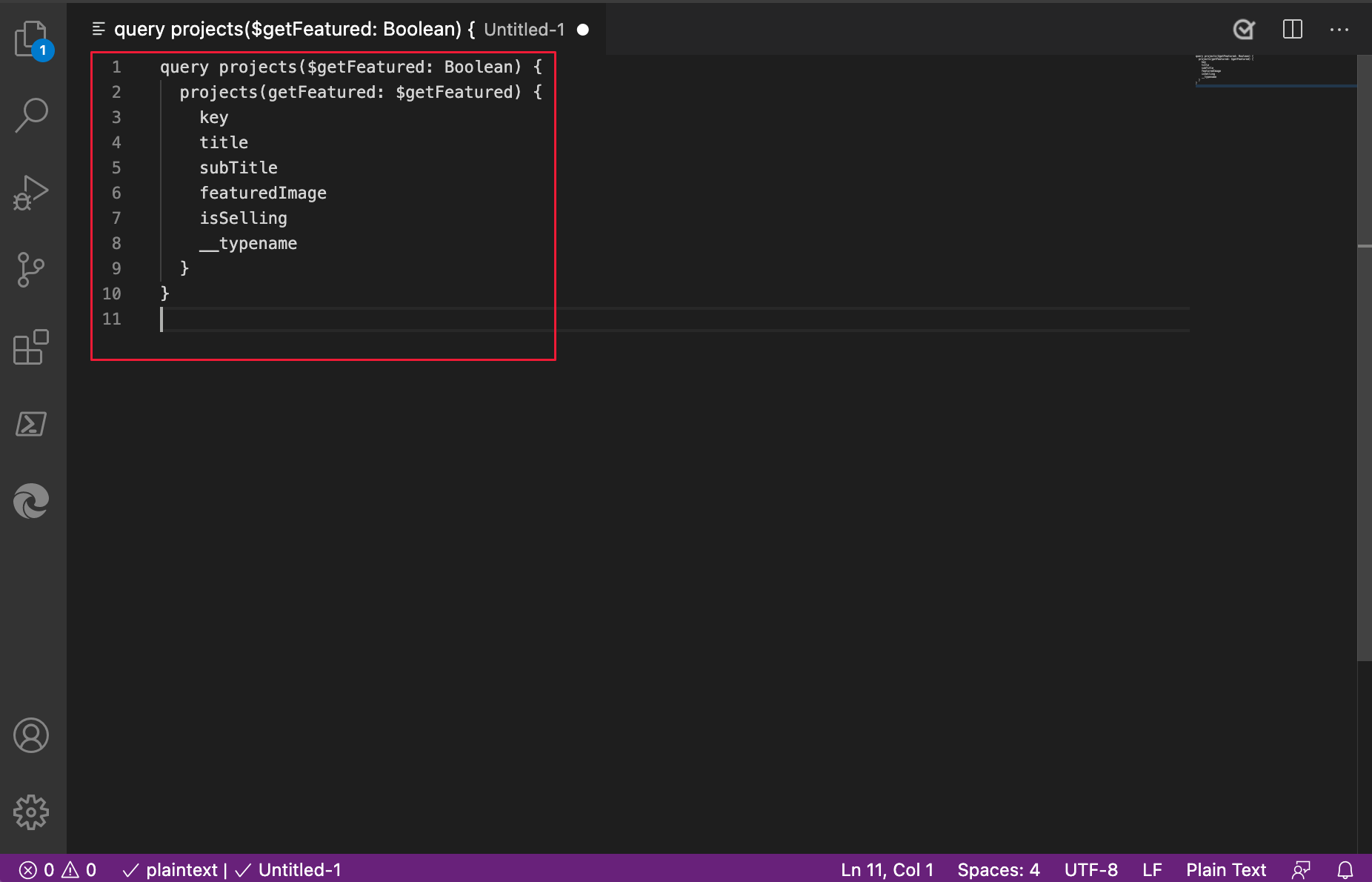 Einfügen eines Eigenschaftswerts in Microsoft Visual Studio Code