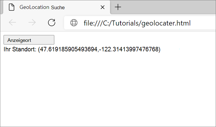 Anzeigen der Geolocation-Koordinaten des Benutzers in Microsoft Edge