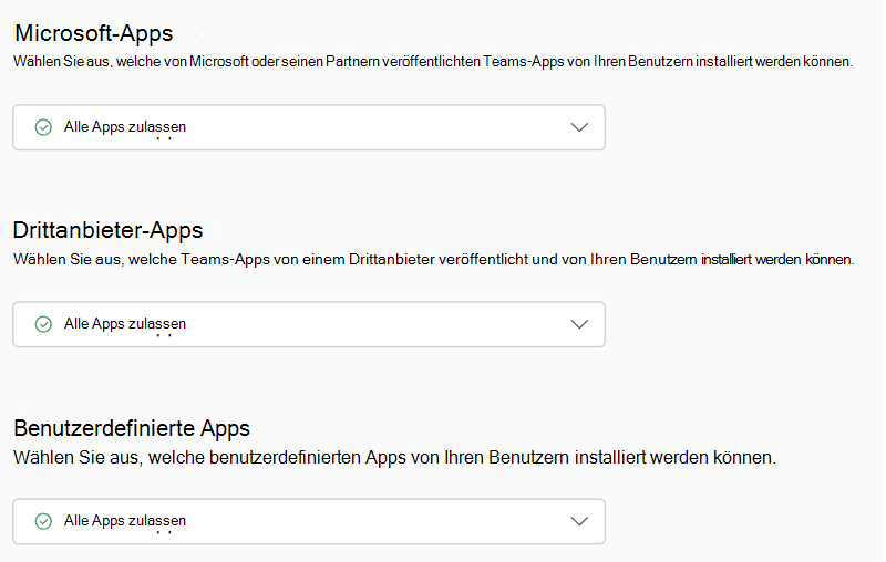Screenshot: Berechtigungsrichtlinien für Teams-Apps im Teams Admin Center