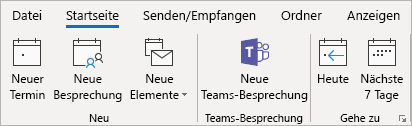 Screenshot des Teams-Besprechungs-Add-Ins im Outlook-Menüband.