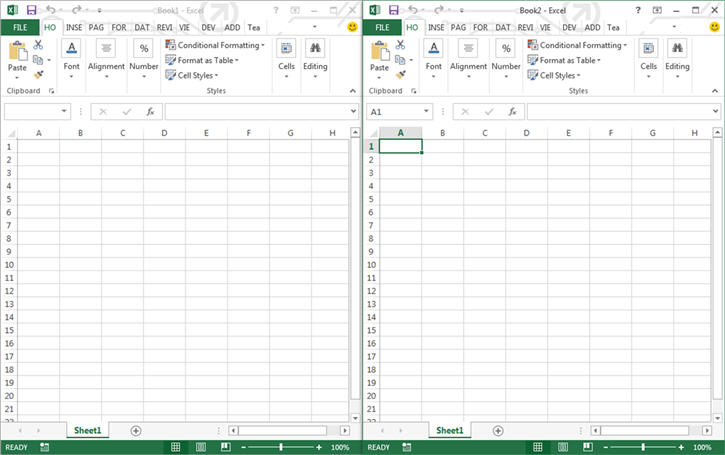 Oberfläche mit nur einem Dokument in Excel 2013