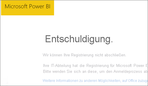 Screenshot showing the Power BI sorry image and message.