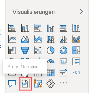 Screenshot of the Visualizations pane, highlighting the Smart narrative icon.