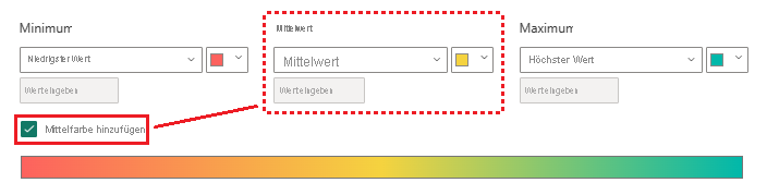 Screenshot that shows the Background color dialog with the center or middle value option available for configuration.