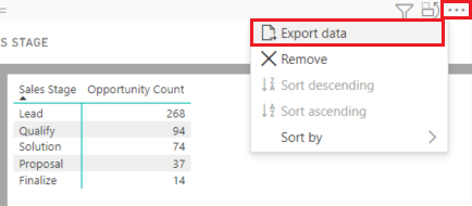 Select Export data.