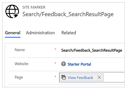 Wert der Ergebnisseite „Feedback_SearchResultPage“