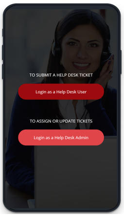 Eröffnungsbildschirm der App Help Desk Tickets