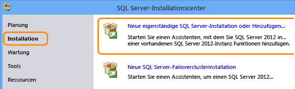 Neuinstallation von SQL Server