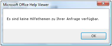 Microsoft Office Help Viewer - Fehlermeldung