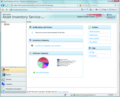 Abbildung 1 Microsoft Asset Inventory Service