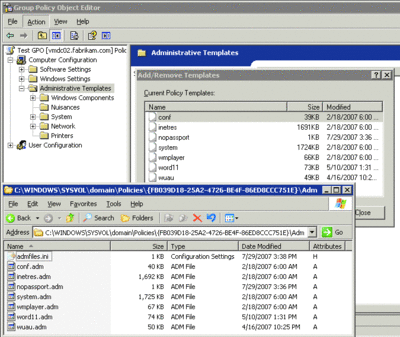 Abbildung 2 Zusätzliche ADM-Dateien im GPO