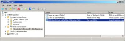 Abbildung 4 PTR-Datensatz für IPv6 in Windows Server 2008
