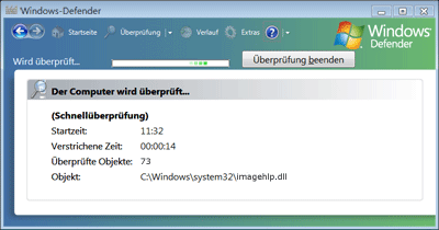 Abbildung 2 Windows Defender hilft beim Schutz des Client gegen Spyware