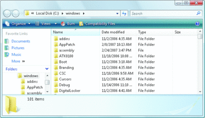 Figure 3 Compatibility Files button indicates virtualized files nearby