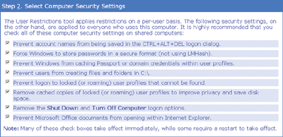 Figure 2 Group Policy Settings for Security