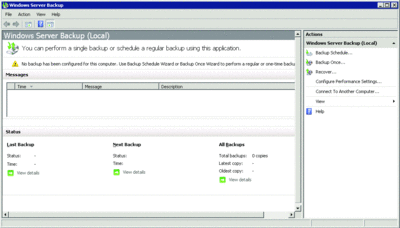 Abbildung 2 MMC-Snap-In „Windows Server-Sicherung“