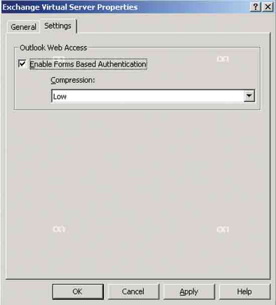 Figure 3 Enabling forms-based authentication in Exchange 2003