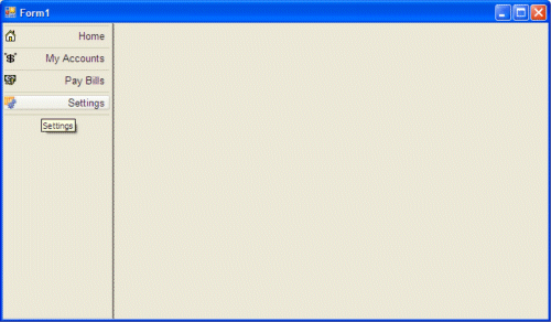 Ein einfaches Beispiellayout mit einer Toolleiste im Outlook-Stil