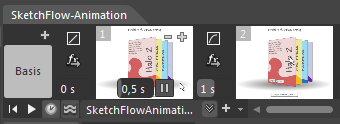 SketchFlowAnimation-Schaltfläche „Haltezeit“ und „Pause ein“