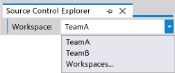 Arbeitsbereichsumschaltung im Quellcodeverwaltungs-Explorer