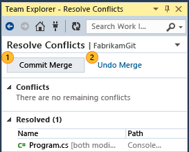 Commit Merge button on Resolve Conflicts page