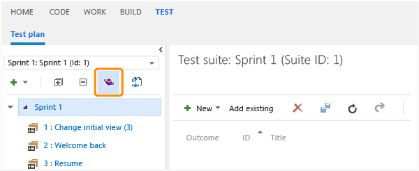 Open test plan using Microsoft Test Manager