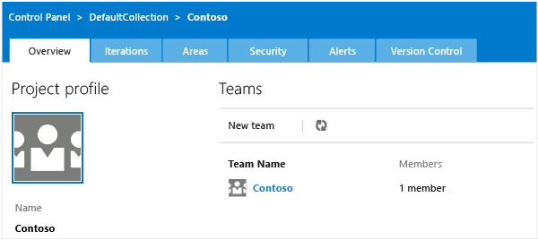 Administration context for Team Web Access