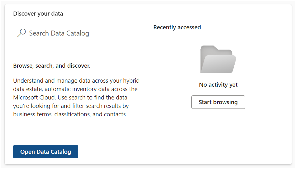 Microsoft Purview-Portal Entdecken Sie Ihre Daten Karte.