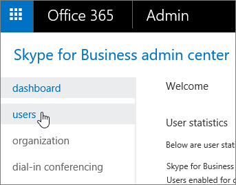 Wählen Sie im Skype for Business Admin Center die Option Benutzer aus.