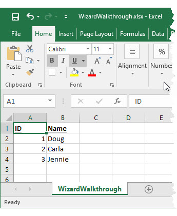 Excel source data