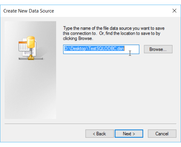 Speichern eines neuen Datei-DSN