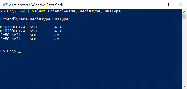 Screenshot of a Windows Powershell window showing the output of the $pd cmdlet.